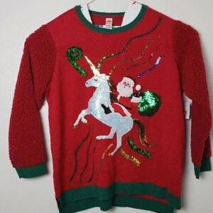 Santa Claus Riding Unicorn Ugly Christmas Sweater - Women's 2X (20W/22W)